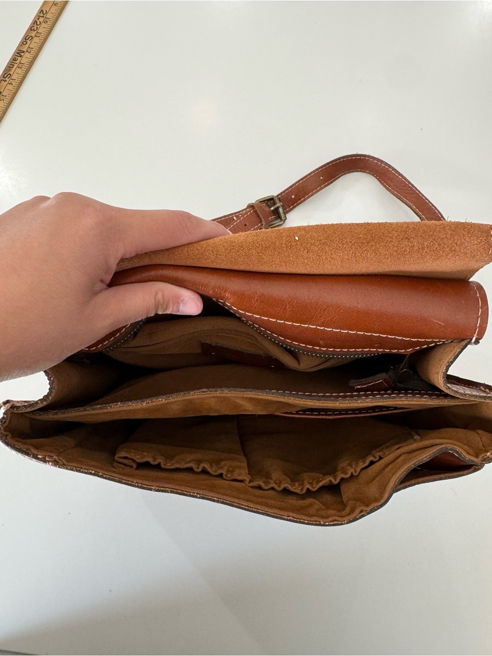 Patricia Nash Cognac Leather Crossbody Saddle Bag - Picture 5 of 12
